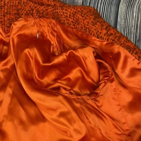 Vintage Woman’s Di Vinci By Roberto California Orange Knit Buttoned Down Coat - Picture 13 of 13